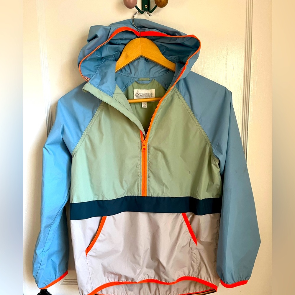 Light rain jacket with hoodie / half zipper / spring jacket